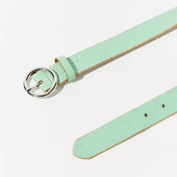 Urban Outfitters Croc Circle Belt Sea Green 100% Genuine Leather Size Medium - Picture 8 of 9